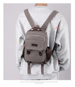 Small Mens Backpack Canvas Casual Backpacks for Men 2025 Mini Male School Bag Rucksack Man Multi-function Crossbody Bag Travel