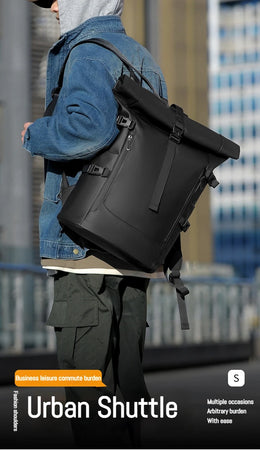 New Shoulder Bag Men's Senior Sense of Business Computer Outdoor Leisure Rolled Edge Travel Backpack Fashion Commuting