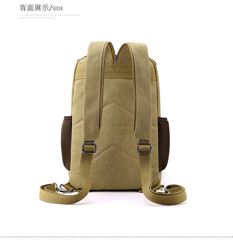 Small Mens Backpack Canvas Casual Backpacks for Men 2025 Mini Male School Bag Rucksack Man Multi-function Crossbody Bag Travel