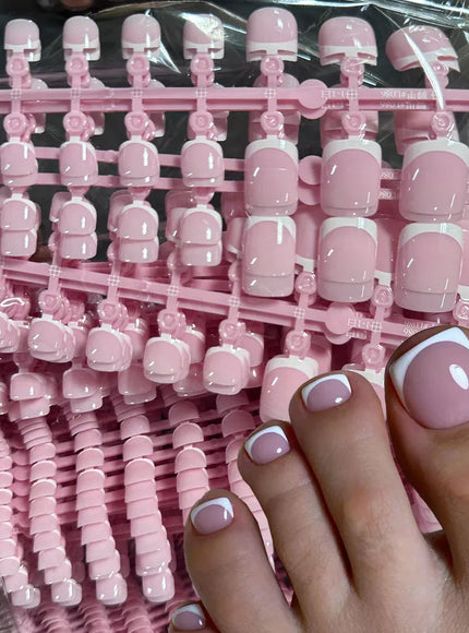 KissIcon Toe Nail Tips Pink Edge Full Cover