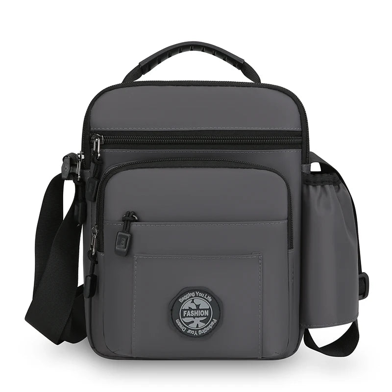 Mens Nylon Crossbody Bag Wear Resistant Multi Compartments Adjustable Strap For Hiking Cycling Work Errands Outdoor Daily Carry