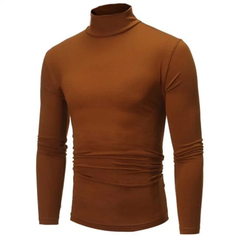 1/2pcs Autumn  Winter Men's High Neck T-shirt Slim Fit Fashion High Elastic Long Sleeve Casual Breathable Apparel Pullover