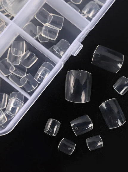 KissIcon Short Square Fake Toe Nails Box Natural