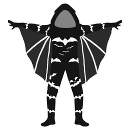 KissICON A / 140 Halloween Costume for Boys Creative Skeleton/Bat Hooded Jumpsuit for Cosplay Party