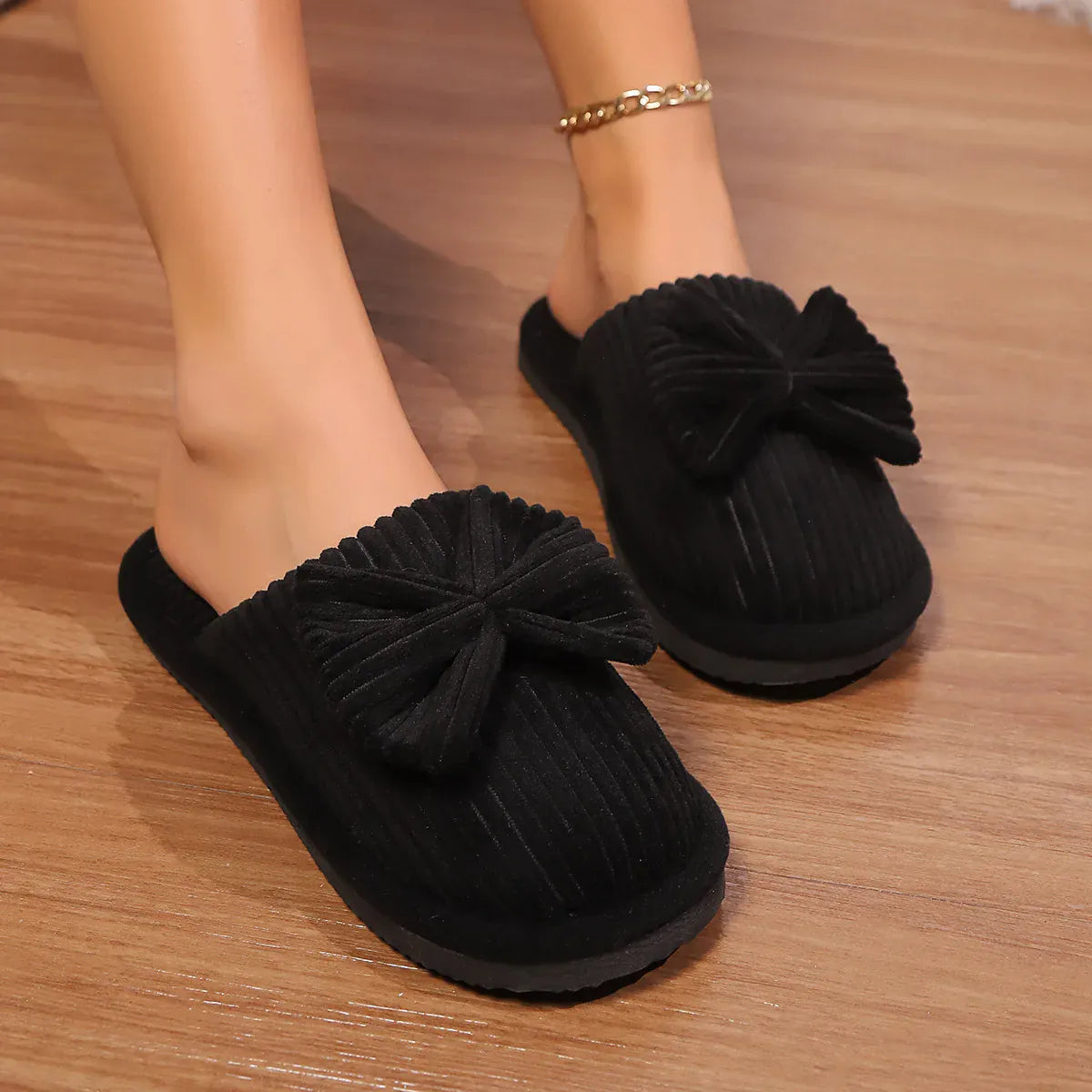 KissICON A / 36-37 Fashion Women Bow Slippers Fall/Winter Indoor Bedroom Floor