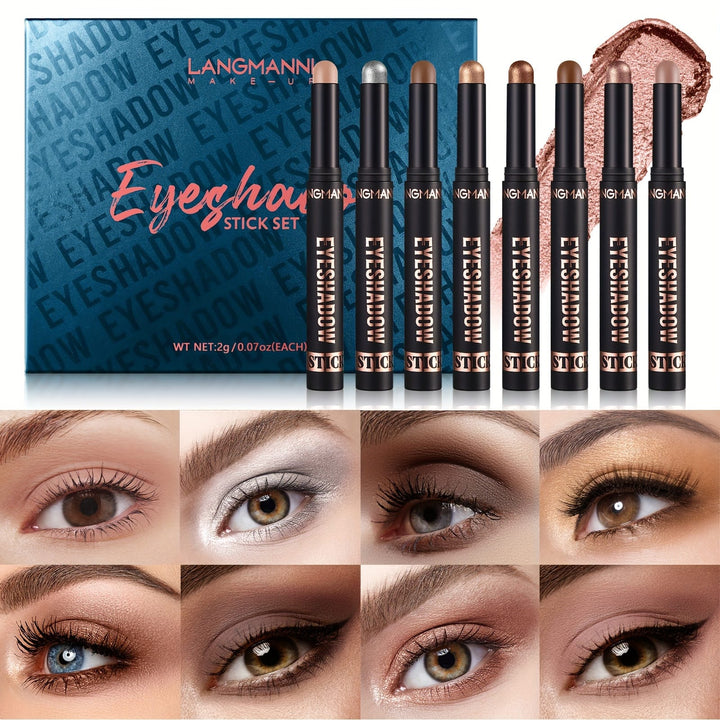 KissIcon Langmanni Eyeshadow Sticks Set - Waterproof Colors