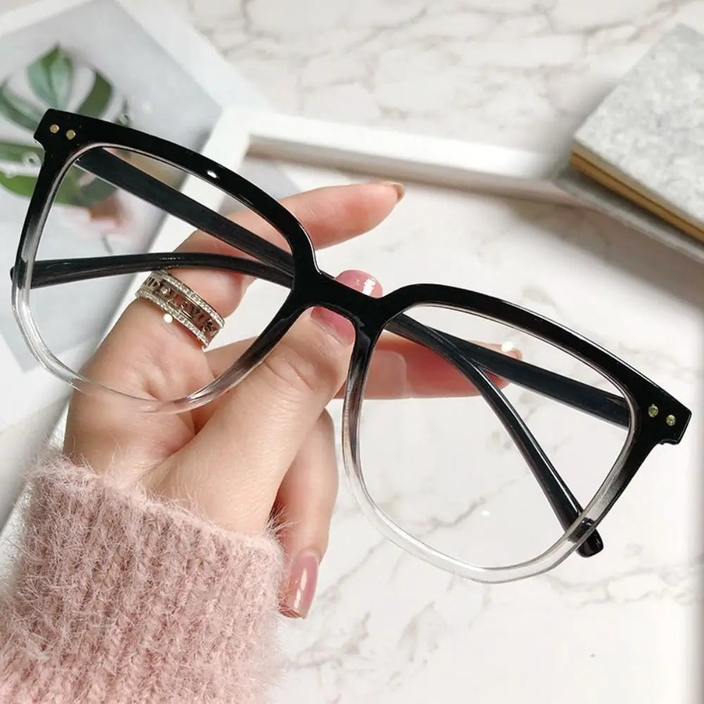 KissICON A-Black Transparent Large Square Frame Anti-Blue Light Glasses Fashion Retro Men Women Computer Goggles Reading Eyeglasses Optical Spectacle Eyewear