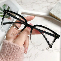 KissICON A-Black Transparent Large Square Frame Anti-Blue Light Glasses Fashion Retro Men Women Computer Goggles Reading Eyeglasses Optical Spectacle Eyewear
