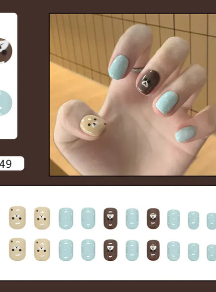 KissICON A Cute Little Bear Press On Nails Short Style