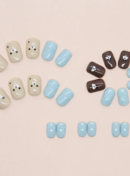 KissICON A Cute Little Bear Press On Nails Short Style