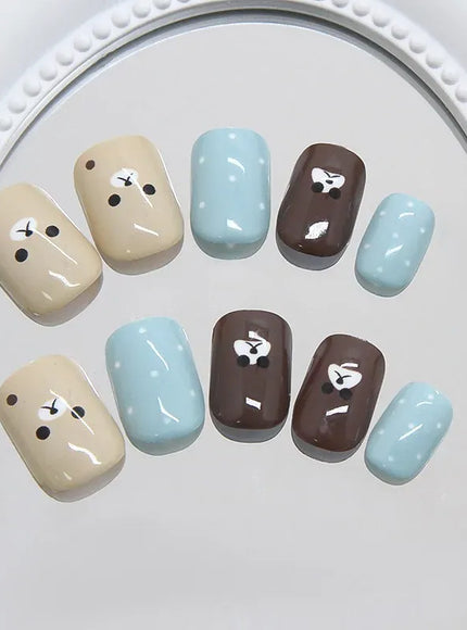 KissICON A Cute Little Bear Press On Nails Short Style