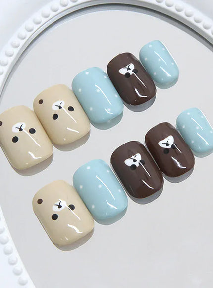 KissICON A Cute Little Bear Press On Nails Short Style