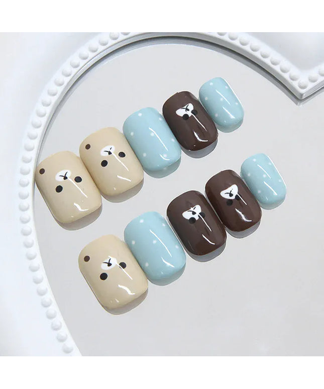 KissICON A Cute Little Bear Press On Nails Short Style