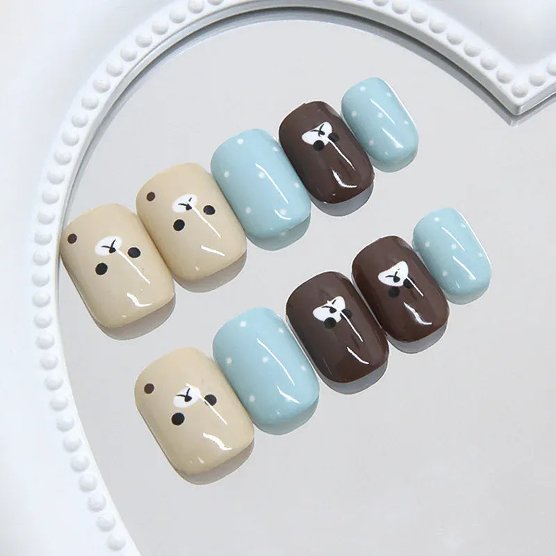 KissICON A Cute Little Bear Press On Nails Short Style