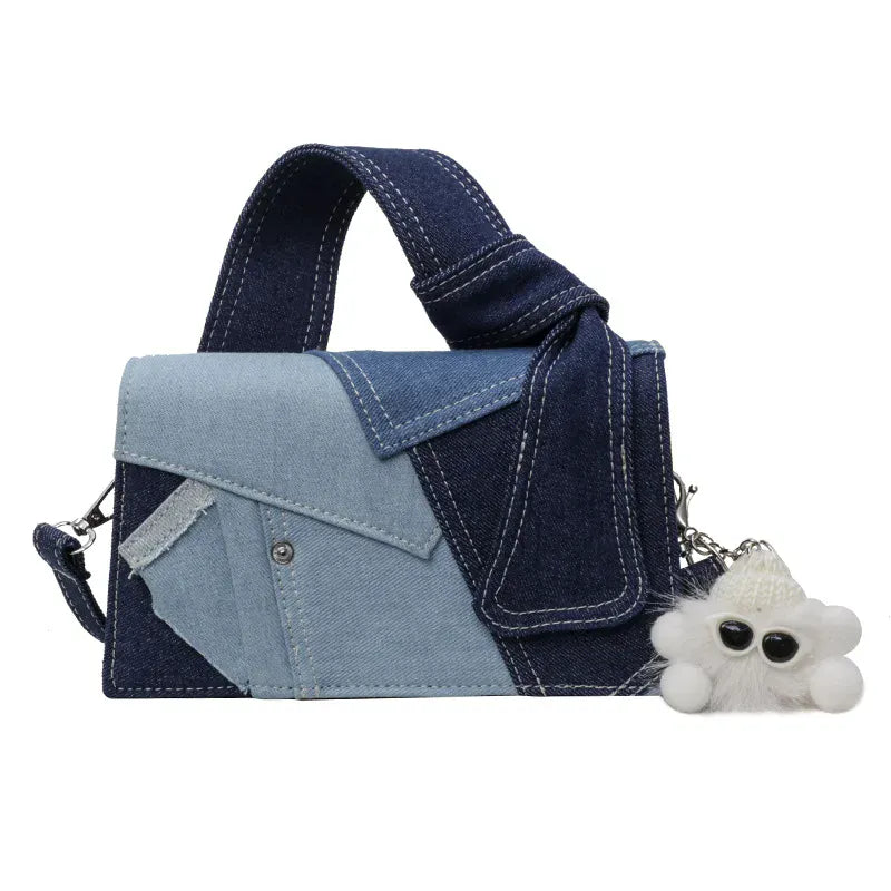 Dropshipman A Denim Mini Crossbody Bag Shoulder Bag Handbag  Adjustable Strap Magnetic Buckle Stylish