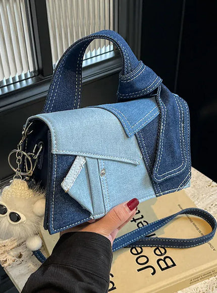 Dropshipman A Denim Mini Crossbody Bag Shoulder Bag Handbag  Adjustable Strap Magnetic Buckle Stylish