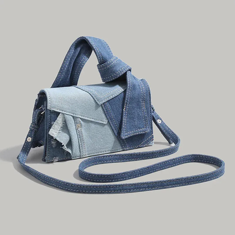 Dropshipman A Denim Mini Crossbody Bag Shoulder Bag Handbag  Adjustable Strap Magnetic Buckle Stylish