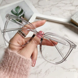 KissICON A-Grey Large Square Frame Anti-Blue Light Glasses Fashion Retro Men Women Computer Goggles Reading Eyeglasses Optical Spectacle Eyewear