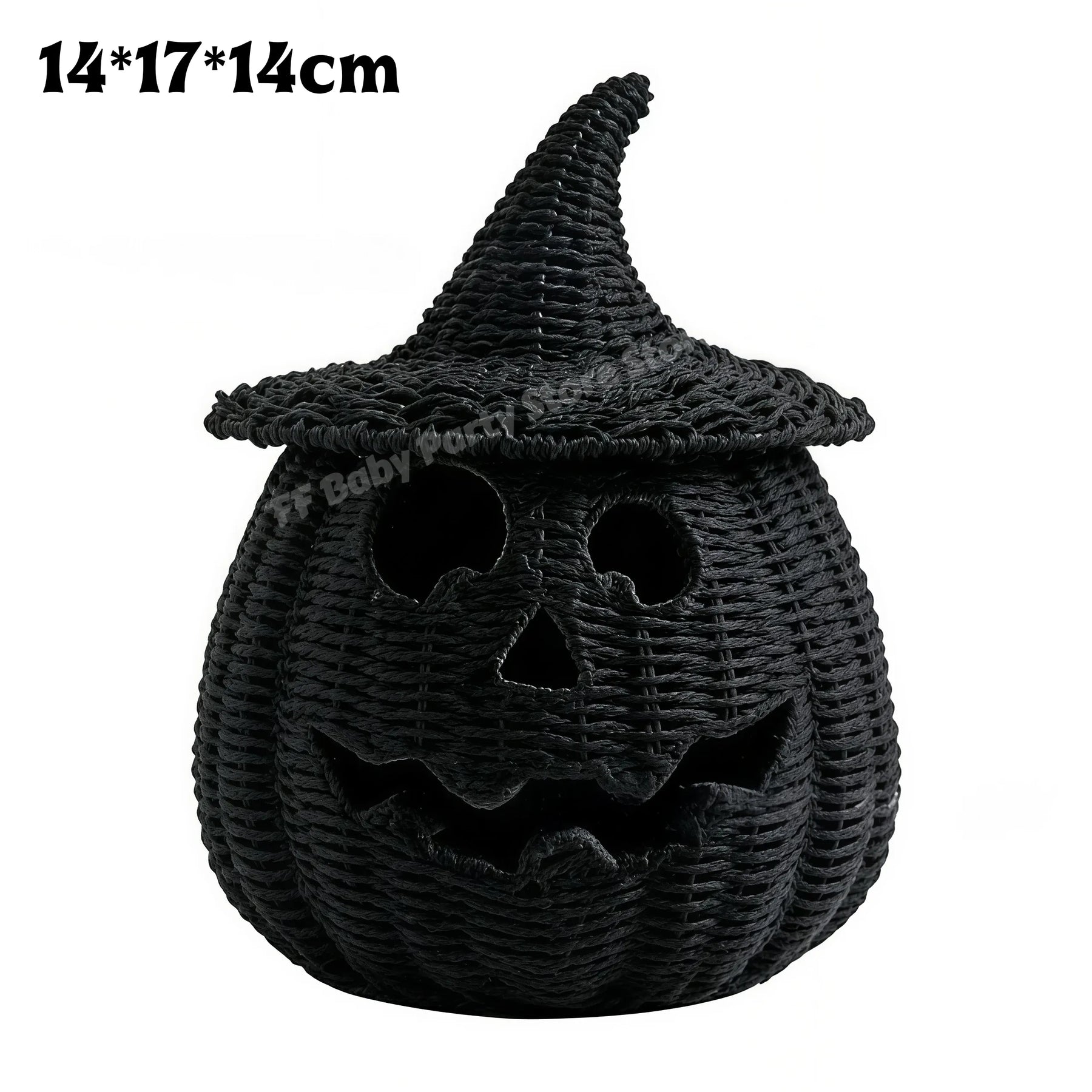 KissICON A Halloween Decorations Hand-Woven Wicker Pumpkin Lantern Witch Hat Storage Box Home Decorative Statue Ornaments Christmas Decor