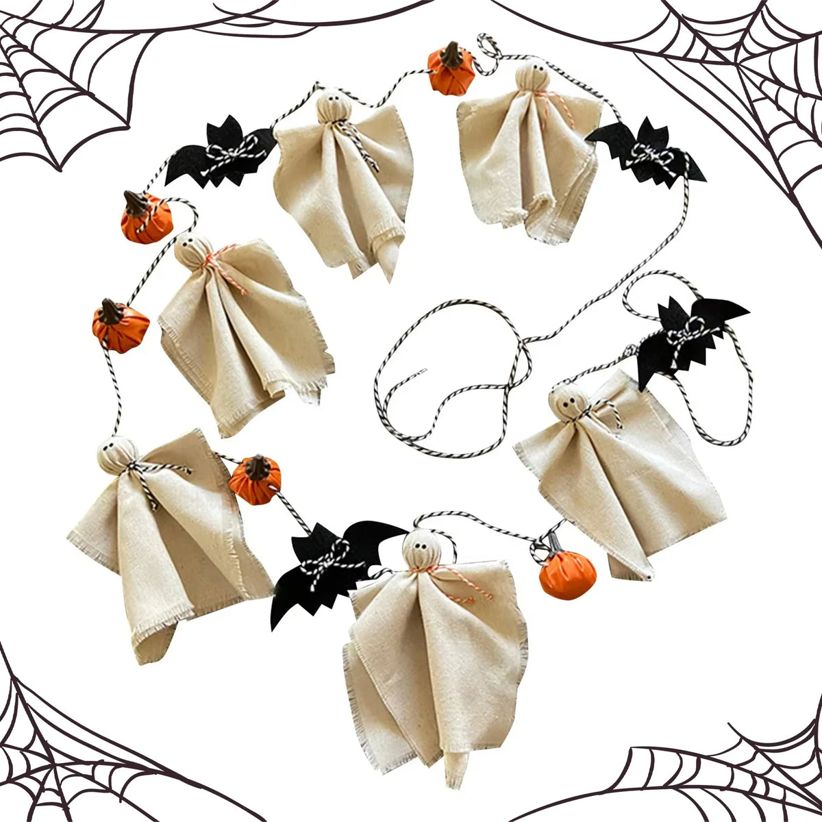 KissICON A Halloween Ghost Garland Spooky Hanging Decor for Farmhouse Party Halloween Decoration Scary Hanging Ornaments