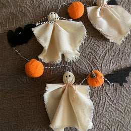 KissICON A Halloween Ghost Garland Spooky Hanging Decor for Farmhouse Party Halloween Decoration Scary Hanging Ornaments