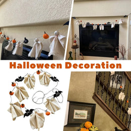 KissICON A Halloween Ghost Garland Spooky Hanging Decor for Farmhouse Party Halloween Decoration Scary Hanging Ornaments