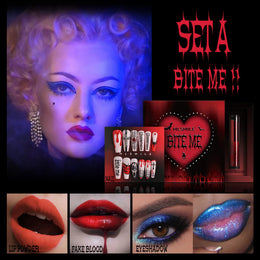 KissICON A Halloween Makeup Set Glitter Lip Glaze Fake Blood Wearing Armor 4pcs/set Festive Set Trick or Treat Cosmetics Makeup For Women