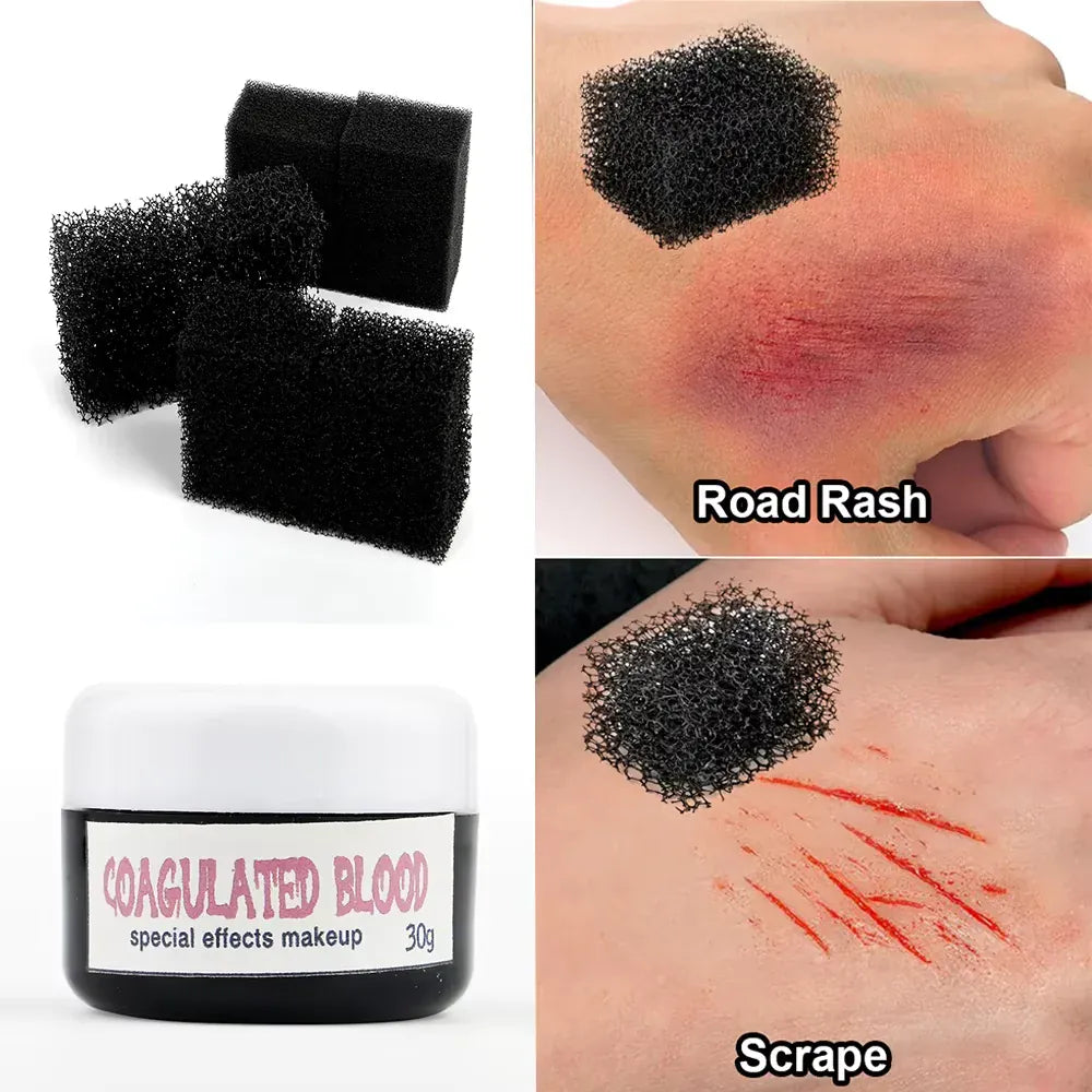 KissICON A Halloween SFX Makeup Kit with Fake Blood Cream Plasma Cream And Special Effect Makeup Sponge for Zombie Vampire Monster