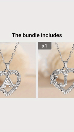 jkthpu-45 A+J KissIcon Elegant Initial Heart Necklace - CZ Birthstone