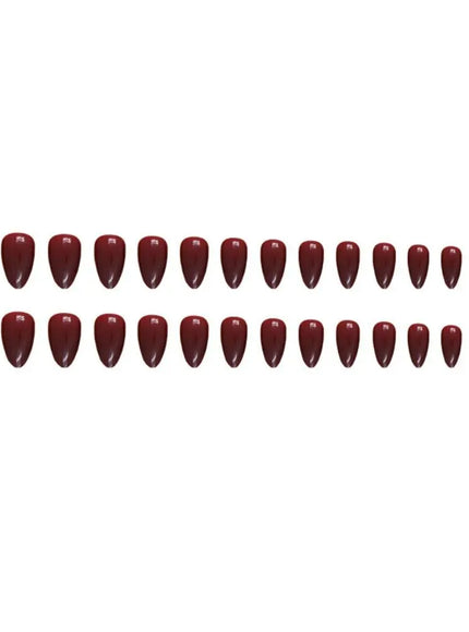 KissICON A KissIcon 24Pcs Long Almond Nails Red Set -