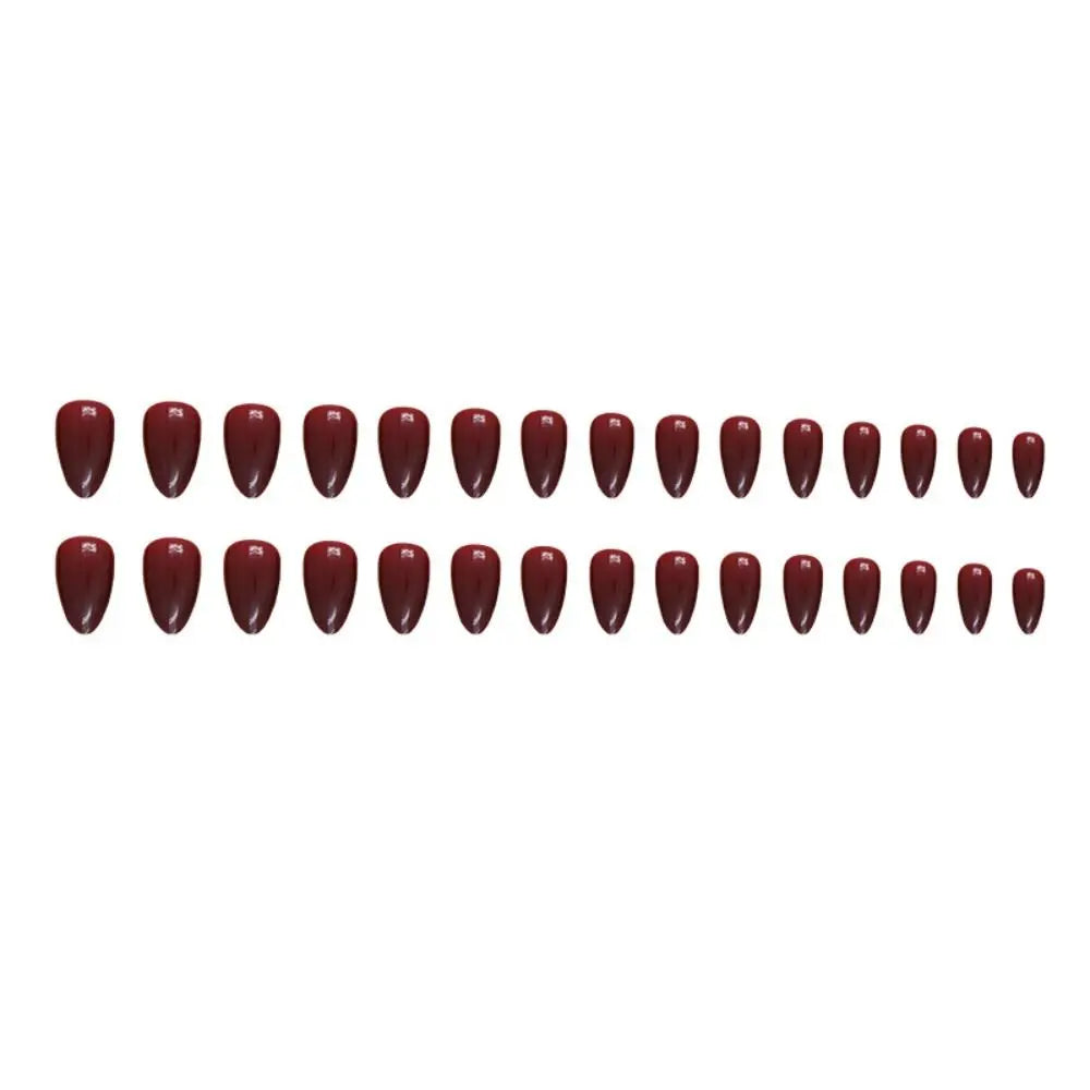 KissICON A KissIcon 24Pcs Long Almond Nails Red Set -