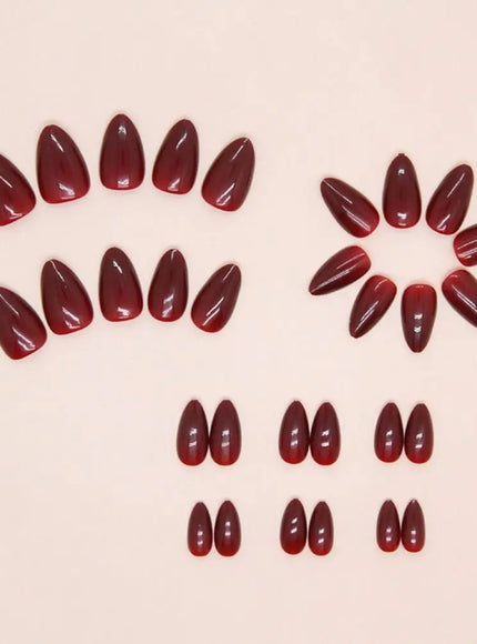 KissICON A KissIcon 24Pcs Long Almond Nails Red Set -