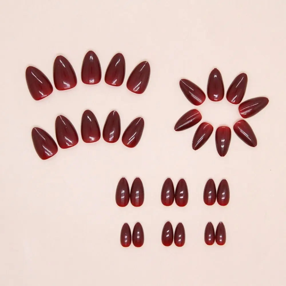 KissICON A KissIcon 24Pcs Long Almond Nails Red Set -
