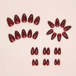 KissICON A KissIcon 24Pcs Long Almond Nails Red Set -