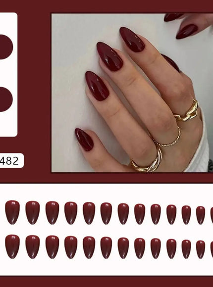 KissICON A KissIcon 24Pcs Long Almond Nails Red Set -