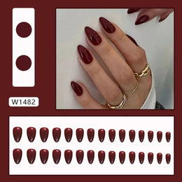 KissICON A KissIcon 24Pcs Long Almond Nails Red Set -