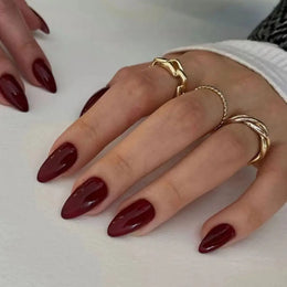 KissICON A KissIcon 24Pcs Long Almond Nails Red Set -