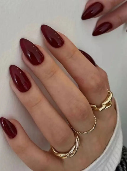 KissICON A KissIcon 24Pcs Long Almond Nails Red Set -