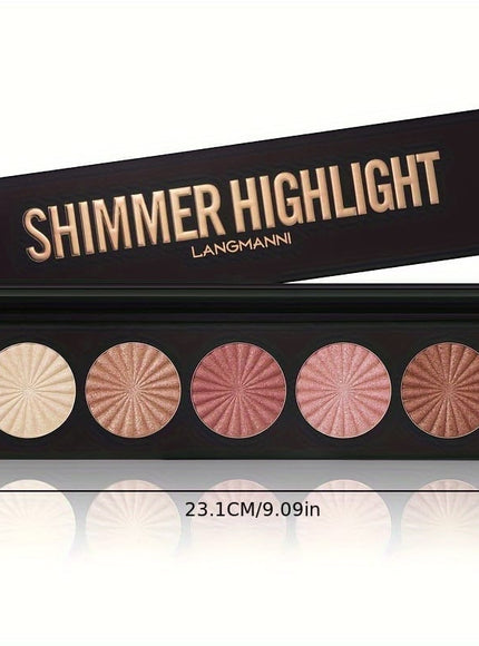 jkthpu-45 A KissIcon Langmanni 5-Color Highlighter & Contour - Longwear