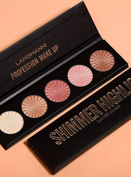 jkthpu-45 A KissIcon Langmanni 5-Color Highlighter & Contour - Longwear