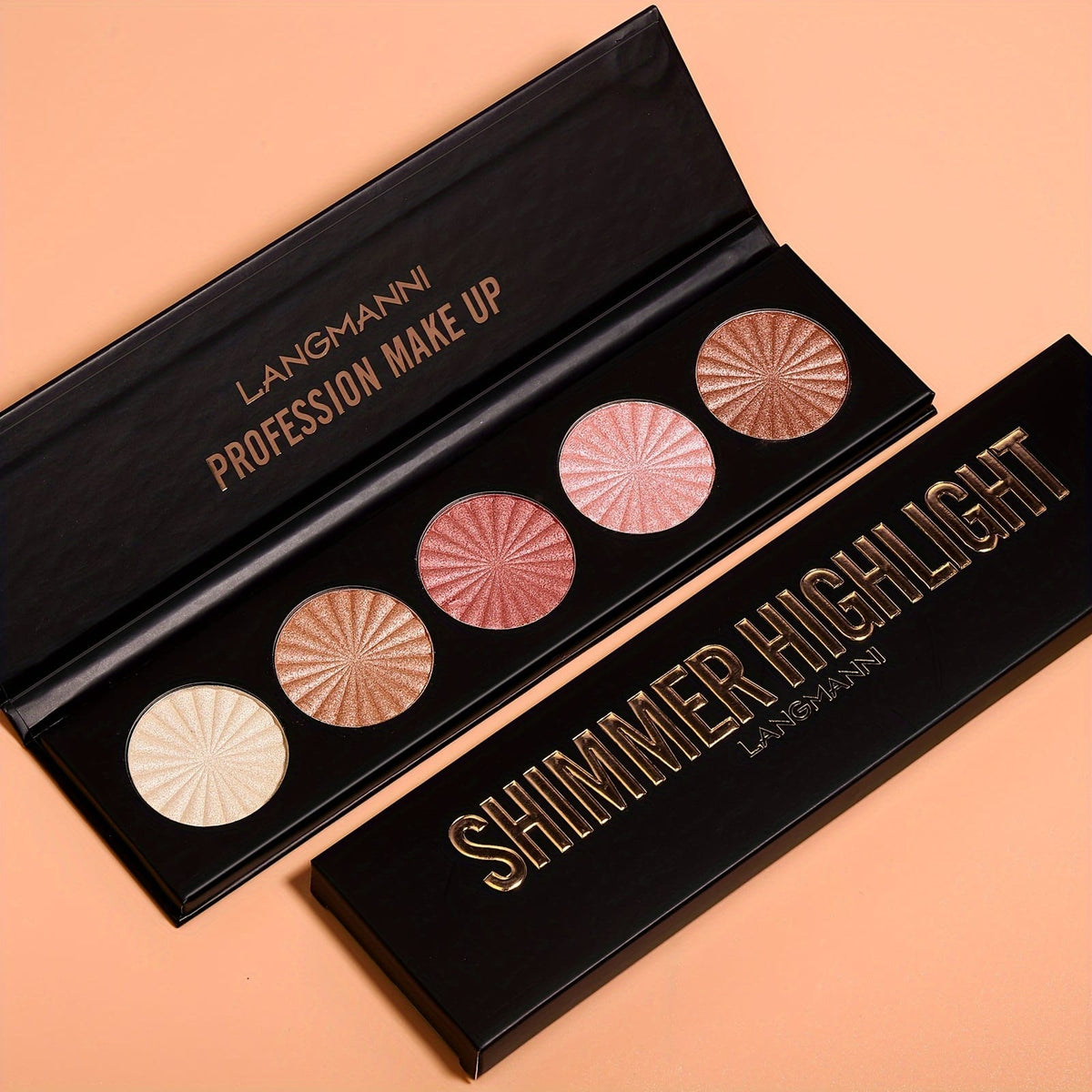 jkthpu-45 A KissIcon Langmanni 5-Color Highlighter & Contour - Longwear