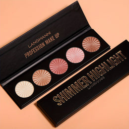 jkthpu-45 A KissIcon Langmanni 5-Color Highlighter & Contour - Longwear