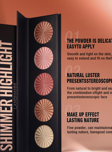 jkthpu-45 A KissIcon Langmanni 5-Color Highlighter & Contour - Longwear