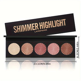 jkthpu-45 A KissIcon Langmanni 5-Color Highlighter & Contour - Longwear