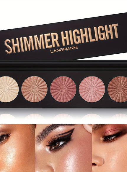 jkthpu-45 A KissIcon Langmanni 5-Color Highlighter & Contour - Longwear