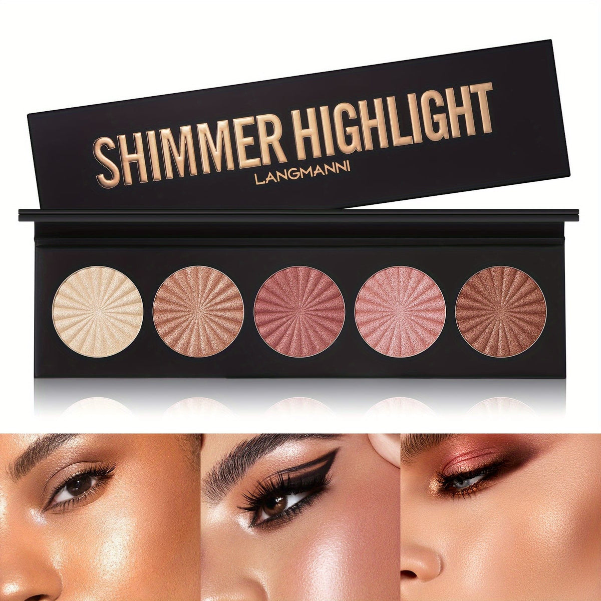 jkthpu-45 A KissIcon Langmanni 5-Color Highlighter & Contour - Longwear
