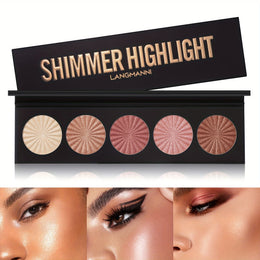 jkthpu-45 A KissIcon Langmanni 5-Color Highlighter & Contour - Longwear