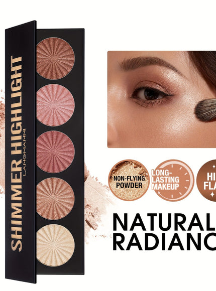 jkthpu-45 A KissIcon Langmanni 5-Color Highlighter & Contour - Longwear