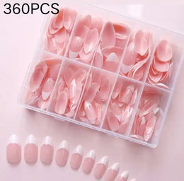 KissICON A KissIcon Nude Pink Almond Nails White Tip -