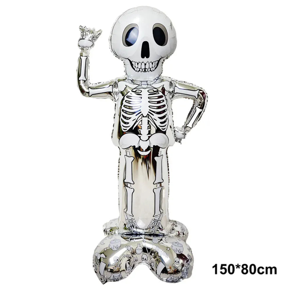 KissICON A / Other Halloween Party Decor Standing Inflatable Aluminum Foil Balloon Ghost Pumpkin Skull Haunted House Tombstone Skeleton Balloon